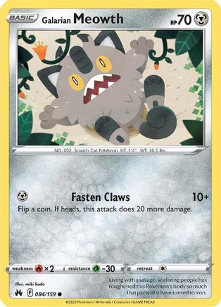 Galarian Meowth 084 SWSH Crown Zenith - Common