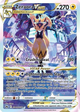 Zeraora VSTAR GG43 - Holofoil SWSH Crown Zenith Galarian Gallery - Ultra Rare
