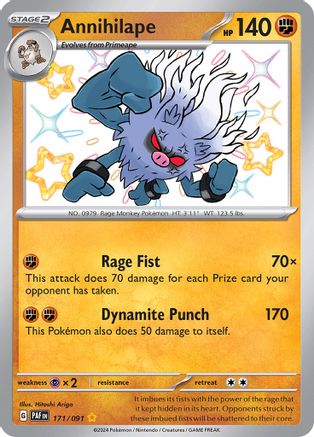 Annihilape 171/091 - Holofoil SV Paldean Fates - Shiny Rare