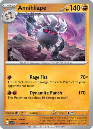Annihilape 047/091  - Holofoil SV Paldean Fates - Rare